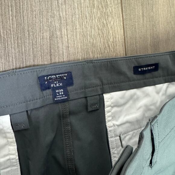 J.Crew Flex Straight Tech Chino Pants Mens 35x32 Tarnished Metal Stretch Zip Fly - Picture 5 of 9